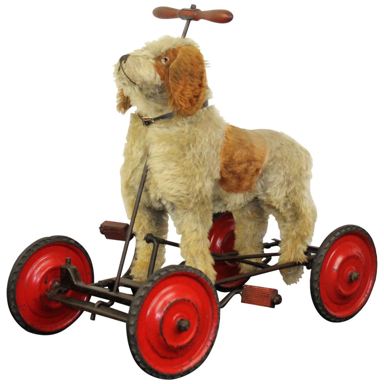 Vintage Stuffed Pedal Toy Dog , France