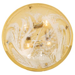 Large Brass Flushmount Murano by Hillebrand, Germany, 1970s