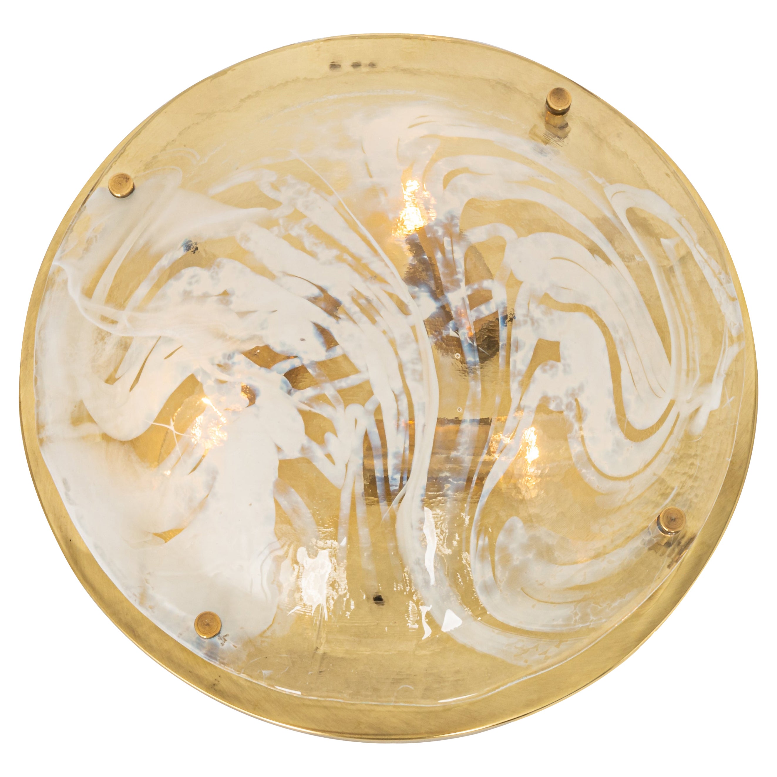 Large Brass Flushmount Murano by Hillebrand, Germany, 1970s For Sale