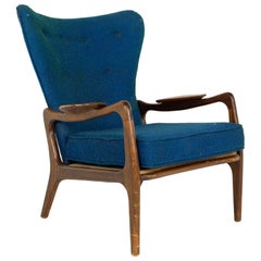 Adrian Pearsall for Craft Associates Mid Century Walnut Wingback Lounge Chair