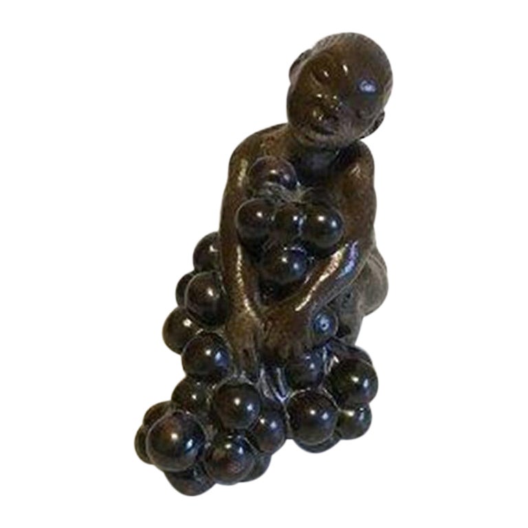 Bing & Grøndahl Figurine by Kai Nielsen "Little Bacchus with Grapes" No 4027 For Sale