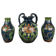 Set of 3 Flemish Pottery Vases, 1930s, Belgium