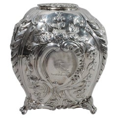 Antique English Georgian Rococo Sterling Silver Tea Caddy