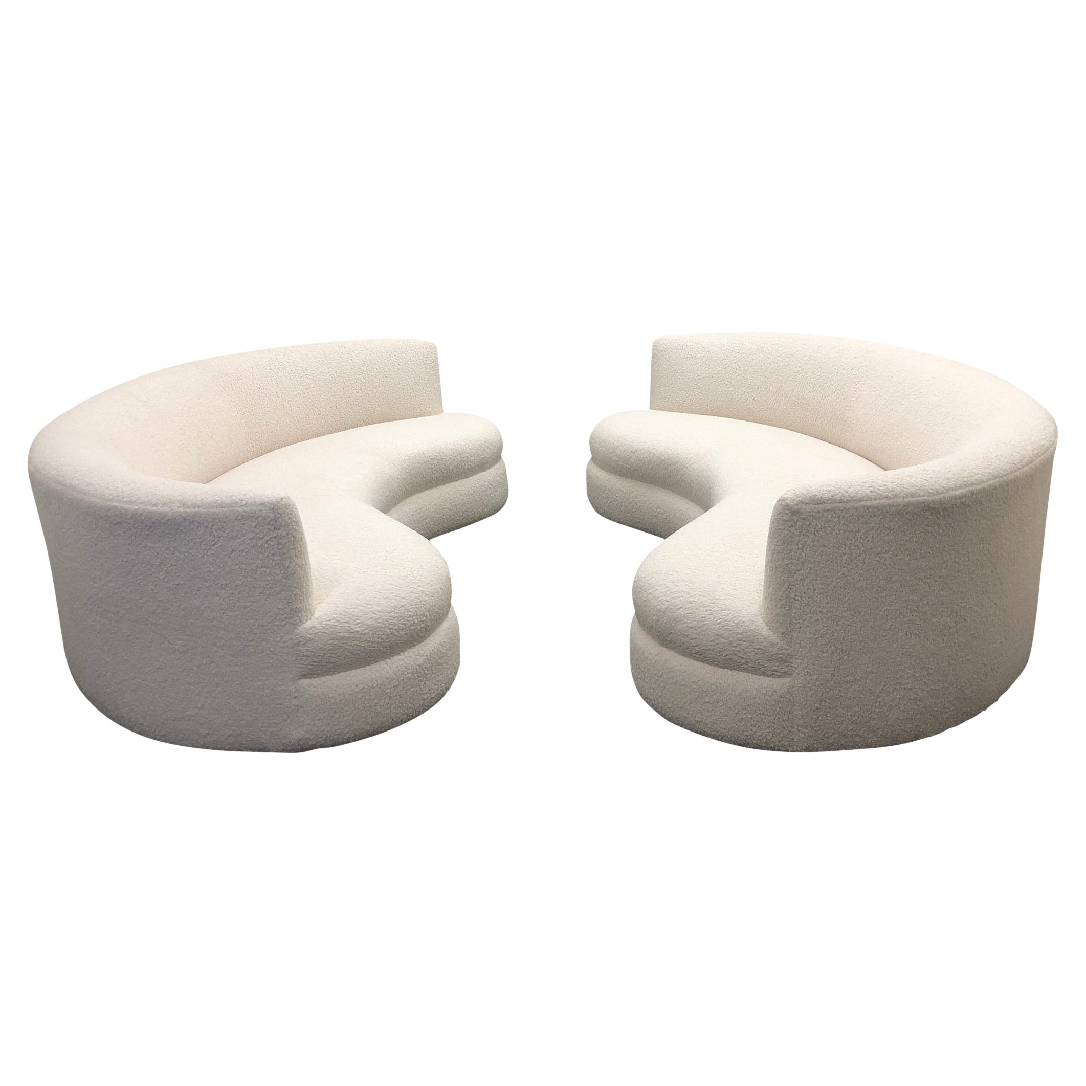 Pair of Boucle Kidney Shaped Sofas 
