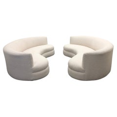 Pair of Boucle Kidney Shaped Sofas