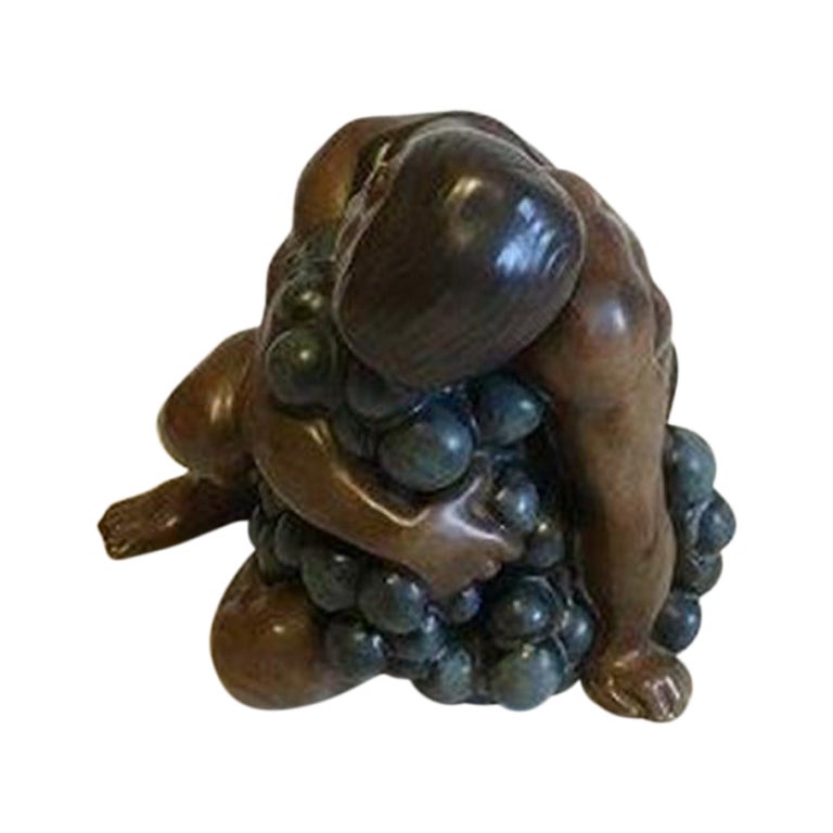 Bing & Grondahl Figurine by Kai Nielsen "Sitting Bacchus with Grapes" No 4024 For Sale