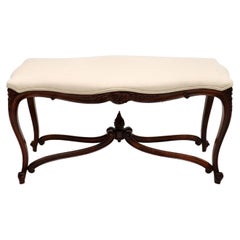 Antique French Carved Walnut Stool / Window Seat