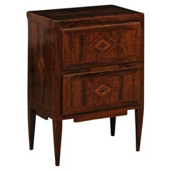 18th Century Italian Two-Drawer Raised Chest with Decorative Inlay and Banding