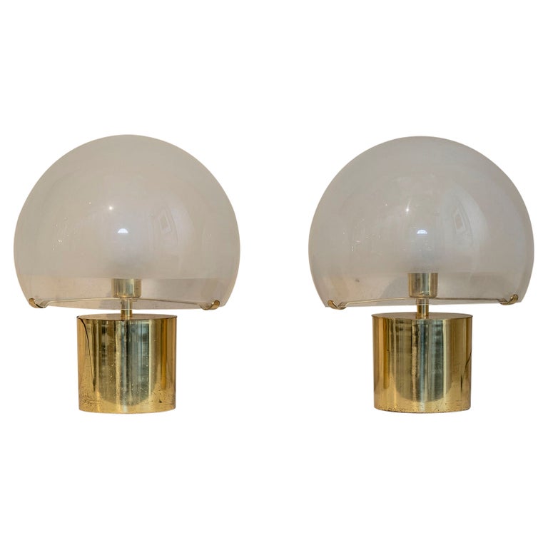 Pair of "Porcino" Table Lamp with Brass Basement