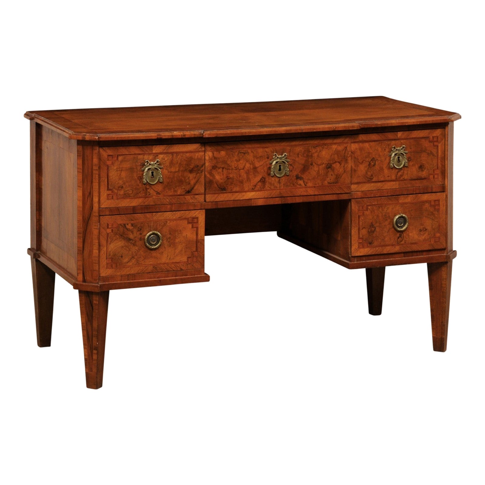 Table de bureau ou console suédoise Biedermeier en placage de bouleau, vers 1880