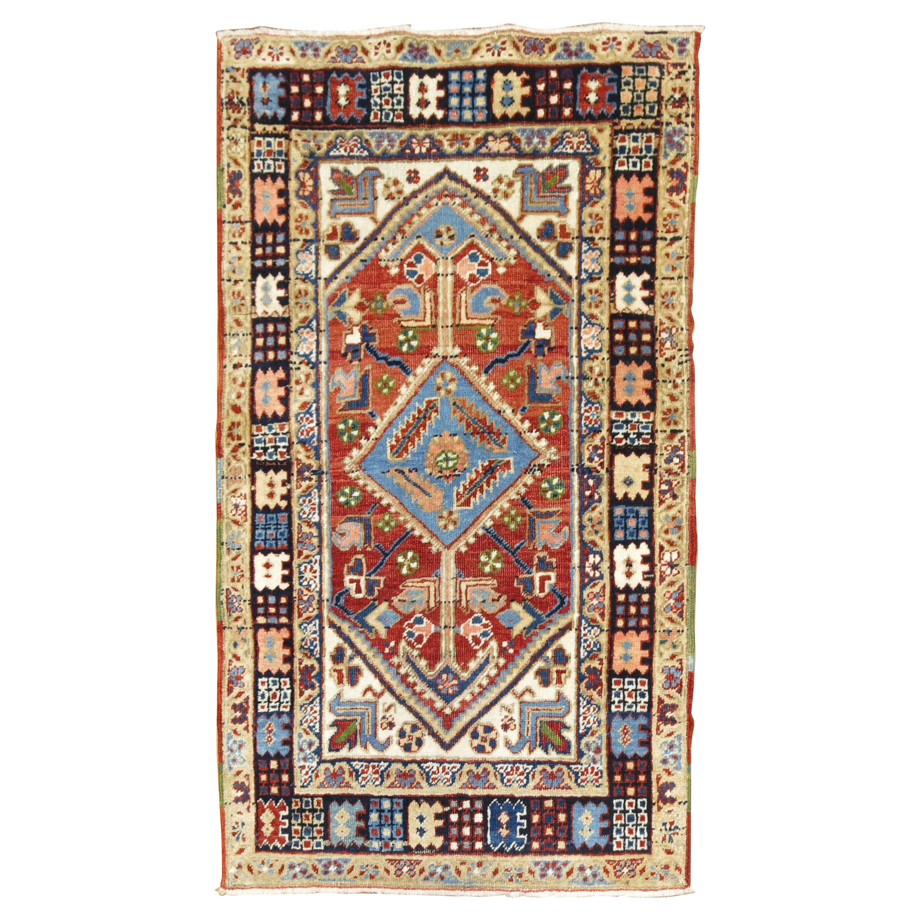 Colorful Scatter Size Antique Persian Heriz Rug