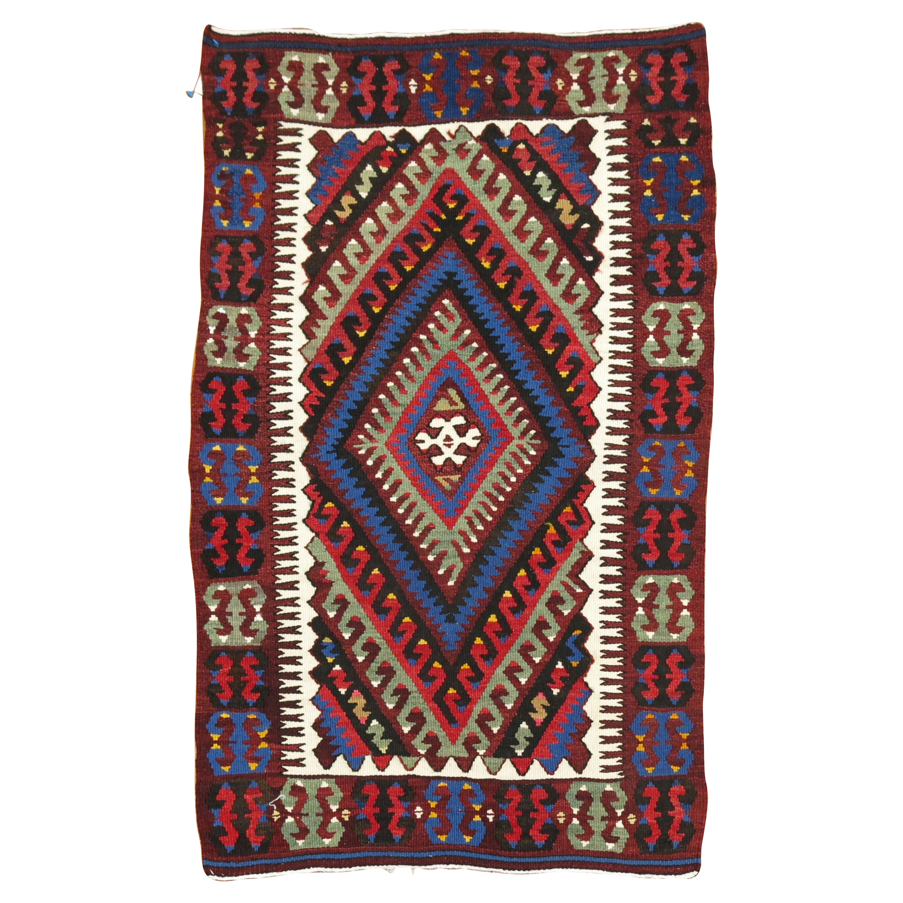 Tribal Mini Size Turkish Kilim, Mid-20th Century