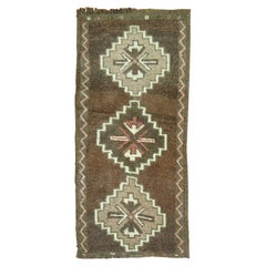 Brown Tribal Turkish Anatolian Mini Mat Size Rug