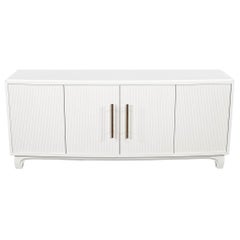 Modern White Lacquered Sideboard Cabinet with Reeded Doors