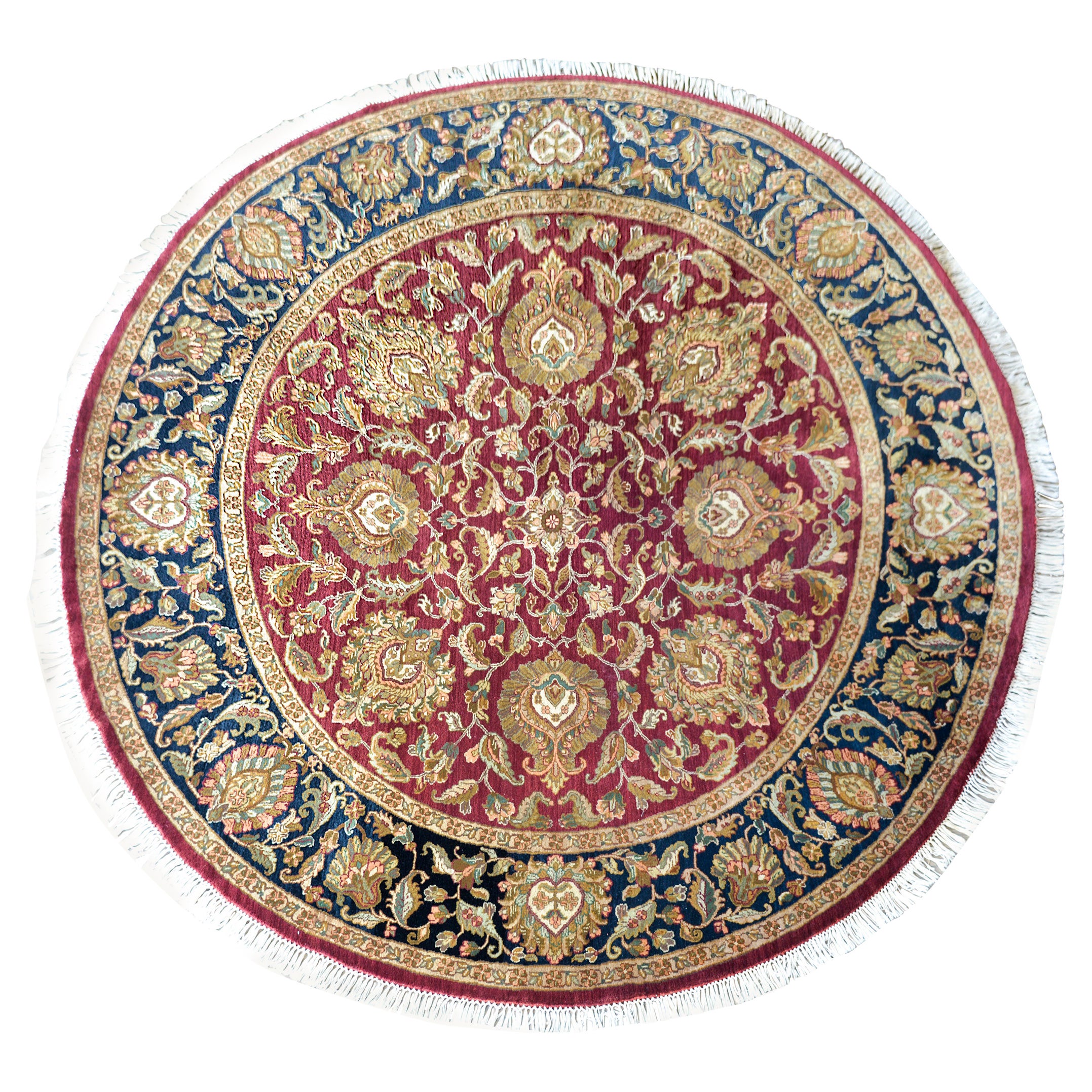 Indian Tabriz-Style Round Rug