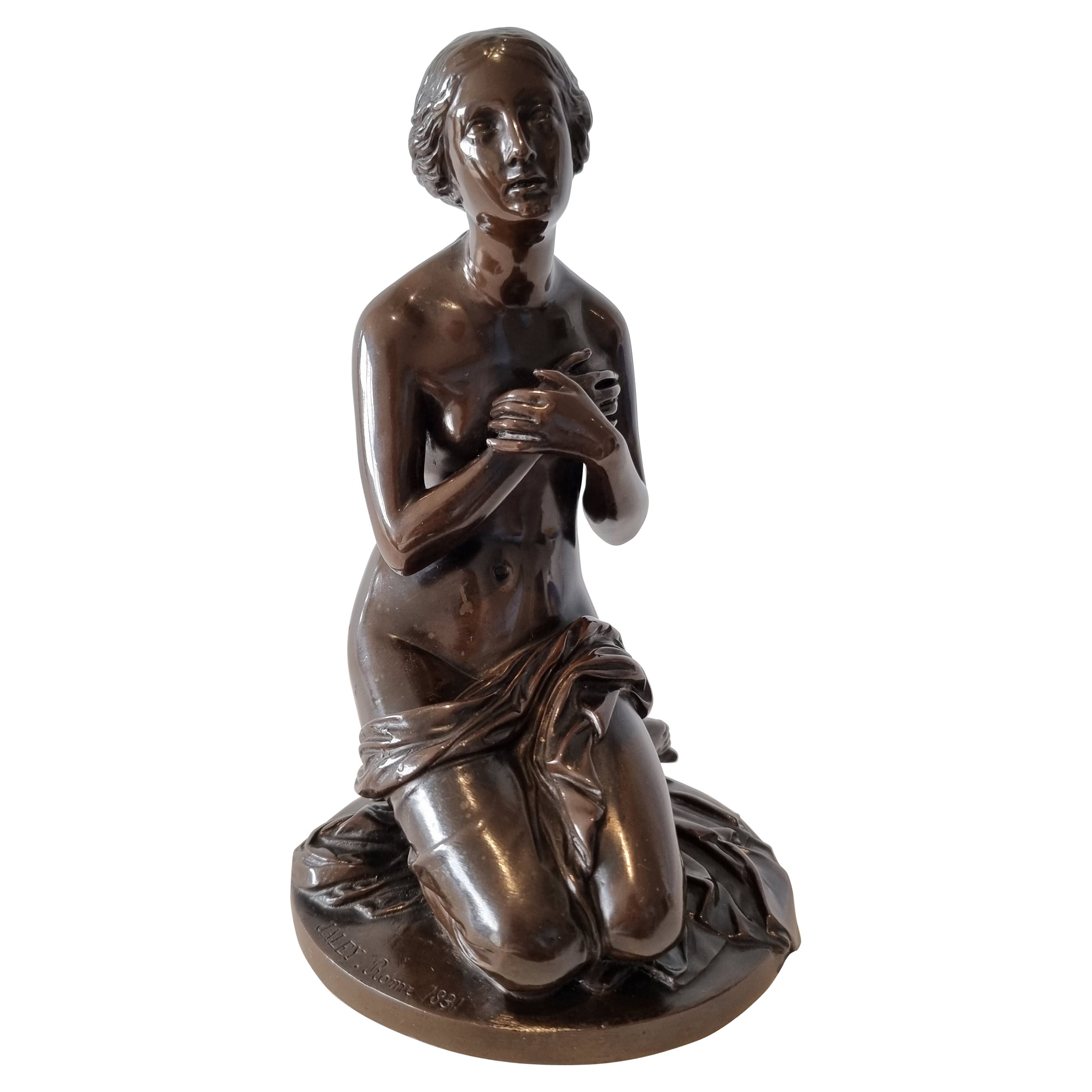 Early 19th Century P:atinated Bronze 'La Priere' by Jean-Louis Nicholas Jaley