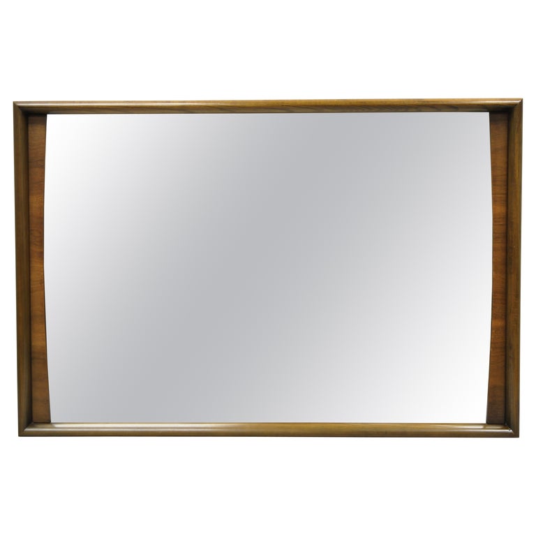 Mid-Century Modern Solid Walnut Frame Rectangular Mirror by United Furniture For Sale