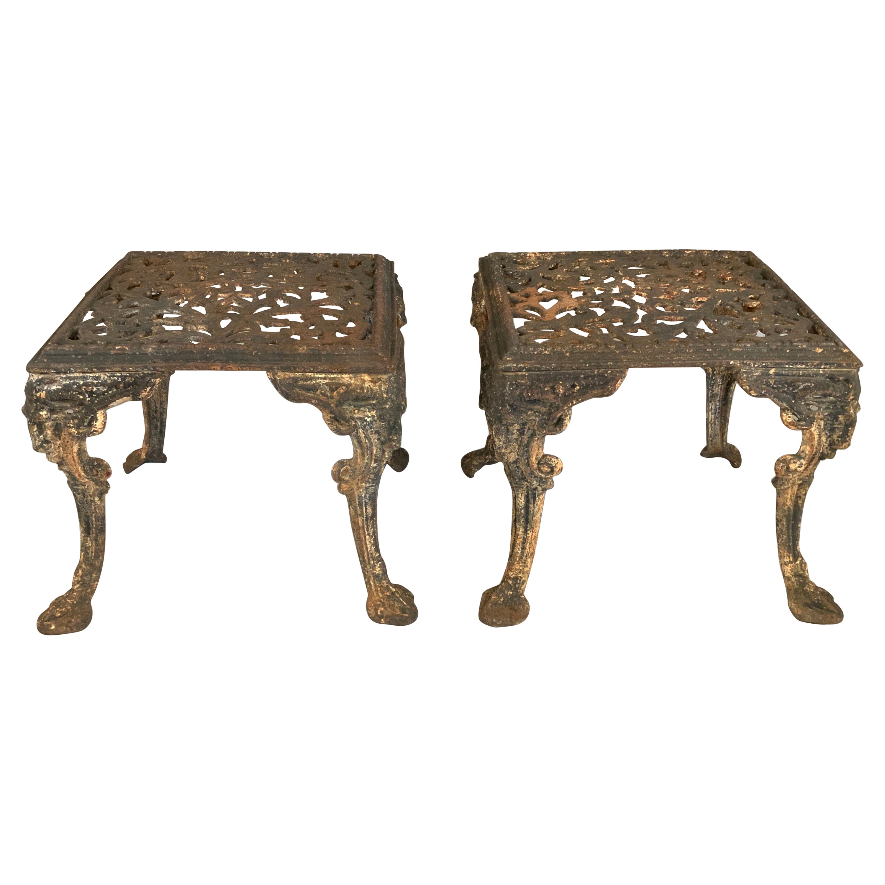 Pair of 19th Century Cast Iron Satyr Garden Benches or Tables