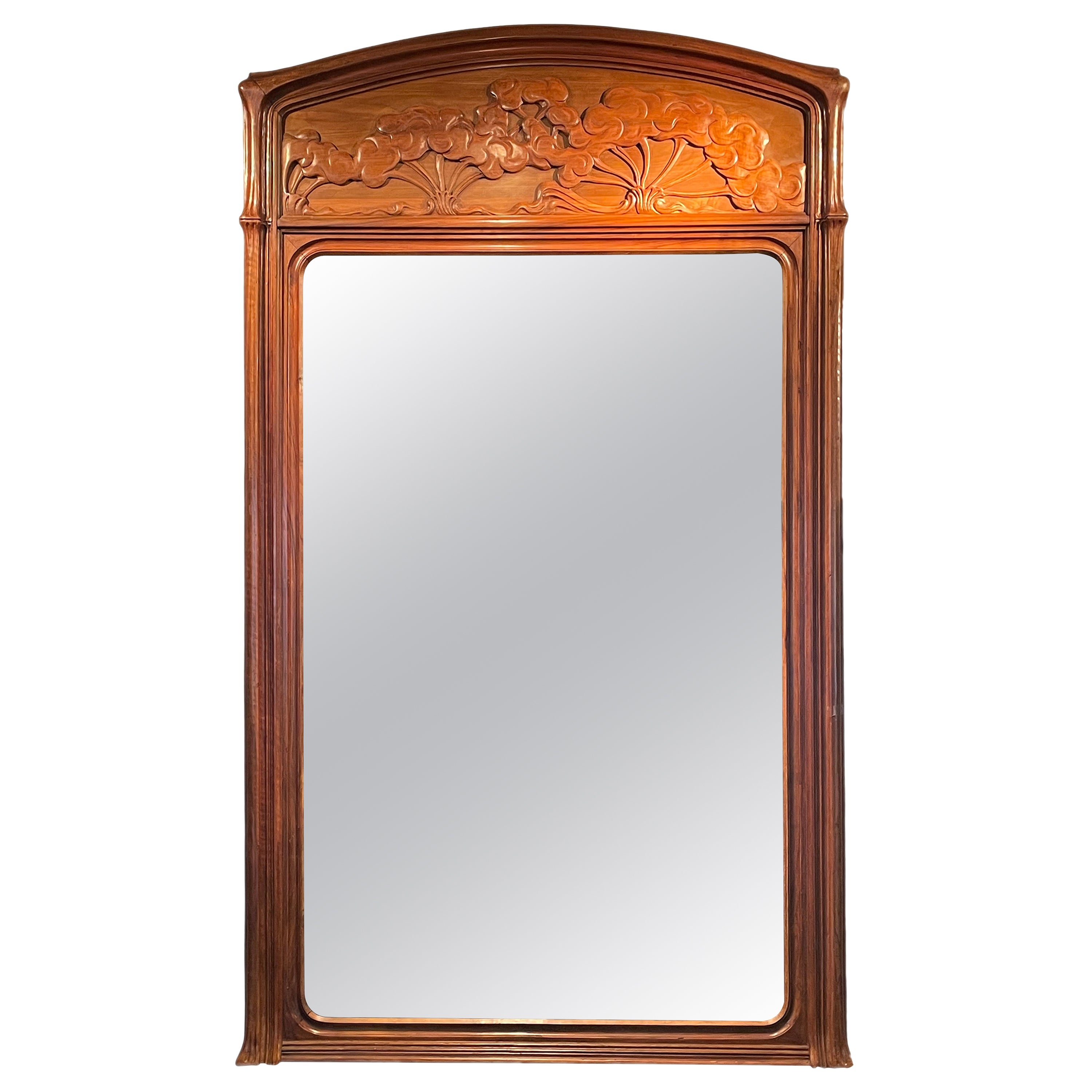 Early 20th Century French Art Nouveau "Ombelle" Wall Mirror by, Emile Gallé For Sale