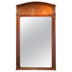 Miroir "Ombelle" en Wood Art Nouveau français du début du 20ème siècle par Emile Gallé