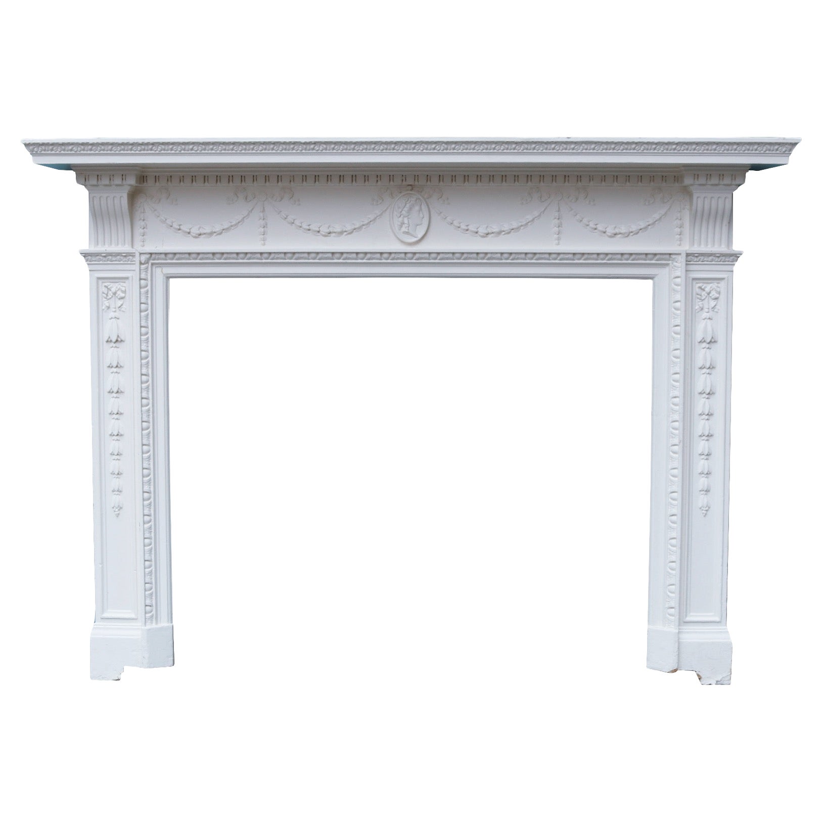 Painted Georgian Style Reclaimed Mantel For Sale