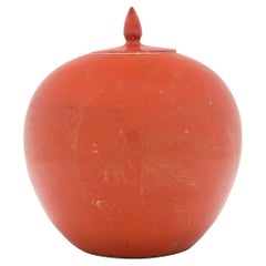 Antique Chinese Gilt Persimmon Ginger Jar, c. 1920s