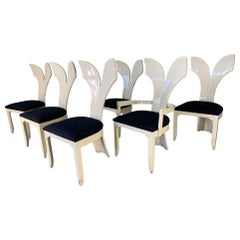 Sculptural Fish Tail Back Dining Chairs in the Manner of Ello, Set of Six