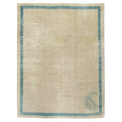 Tapis Mashad de style Art Déco persan fait à la main du milieu du 20e siècle, de taille normale