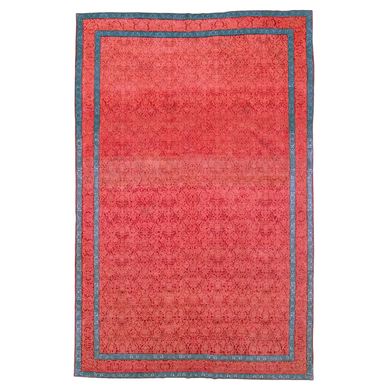 Kleiner handgefertigter persischer Kashan-Teppich im Art-déco-Stil, mittleres 20. Jahrhundert im Angebot