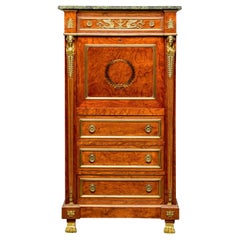 Early 20th C French Empire Style Secretaire Abattant
