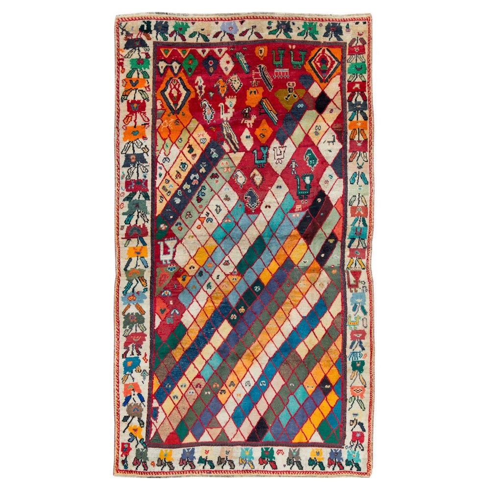 Mid-20th Century Handmade Persian Shiraz Accent Rug For Sale