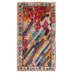 Handgefertigter persischer Shiraz-Akzent-Teppich aus der Mitte des 20. Jahrhunderts