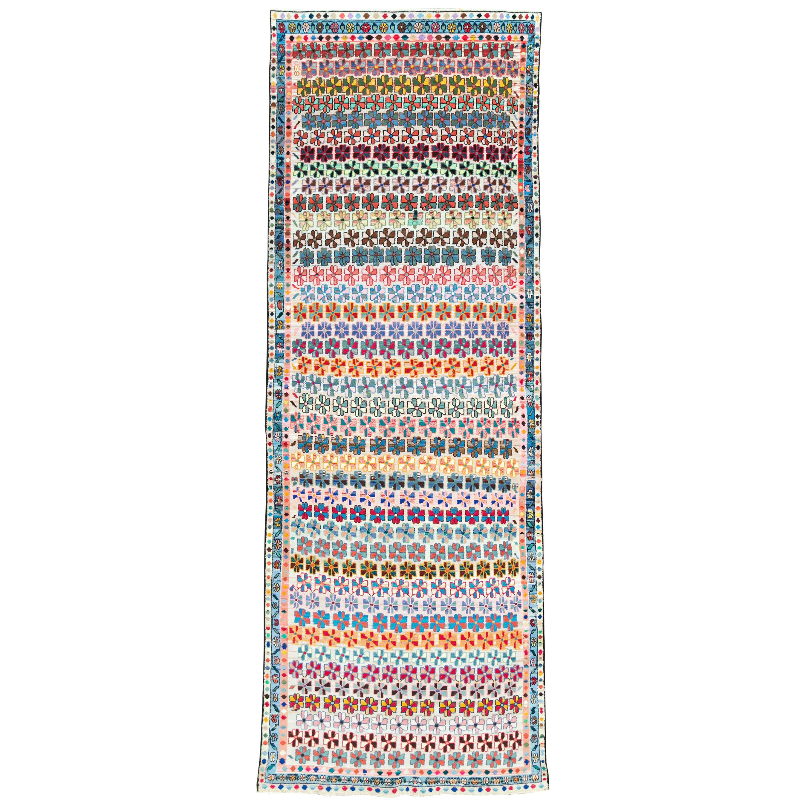 Mid-20th Century Handmade Persian Hamadan Gallery Carpet For Sale