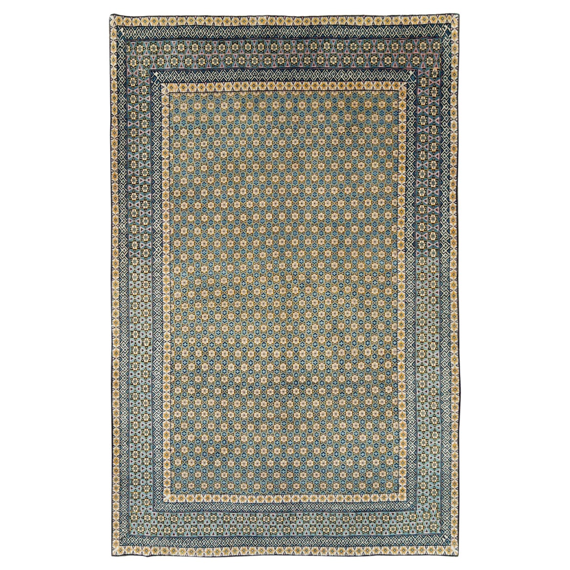Mid-20th Century Handmade Persian Quom Art Deco Style Accent Rug