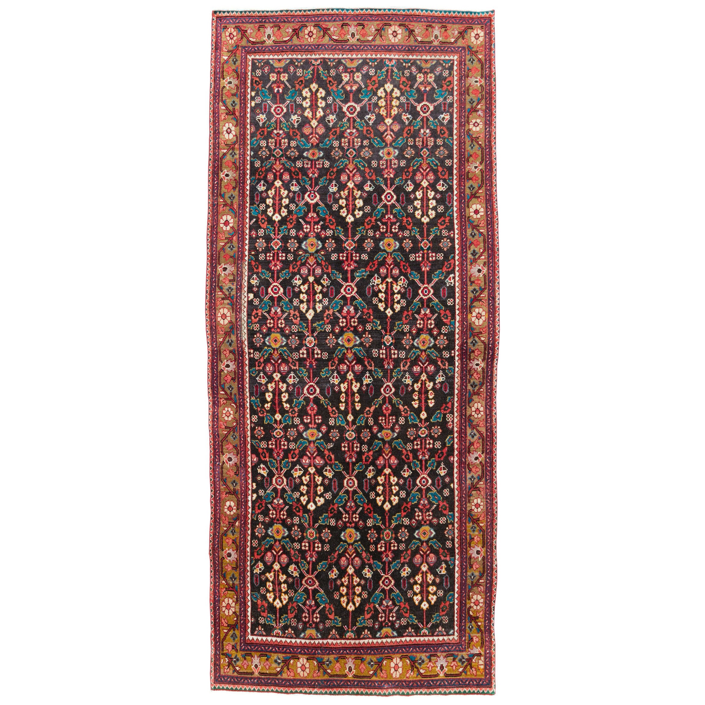 Tapis de galerie persan de Hamadan fait à la main du milieu du 20e siècle