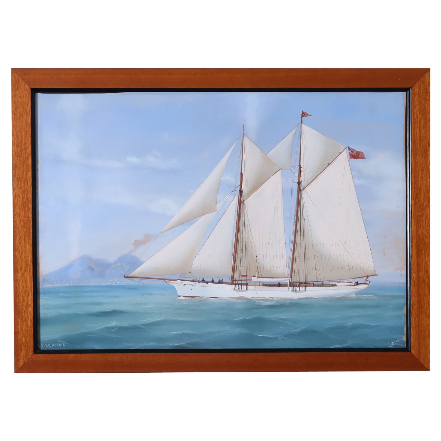 Antique Marine Painting of a Yacht by Antonio De Simone