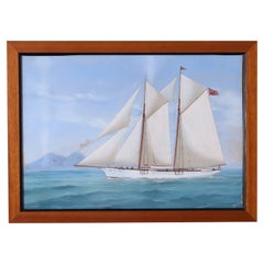 Antique Marine Painting of a Yacht by Antonio De Simone