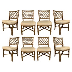Set of Eight Rattan Dining Chairs by Ficks Reed