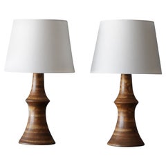 Bruno Karlsson, Table Lamps, Stoneware, Fabric, Studio Ego, Sweden, 1960s