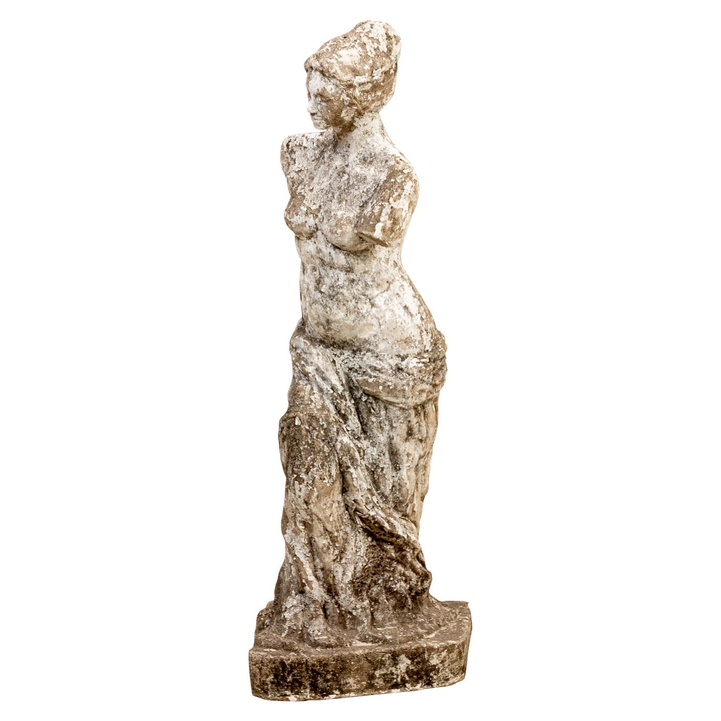 Cast Stone Garden Statue of Semi Nude Robed Figure