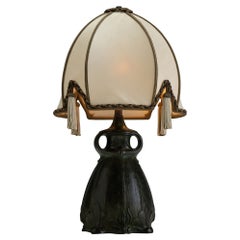 Antique Art Nouveau Bronze Table Lamp, America circa 1925