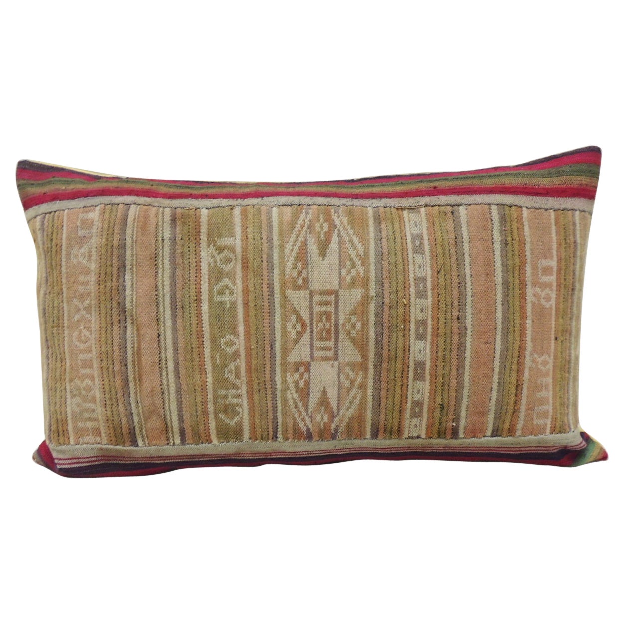 Colorful Geometric Embroidered Lumbar Pillows For Sale at 1stDibs