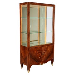 French Art Deco Mahogany Marquetry Display Cabinet