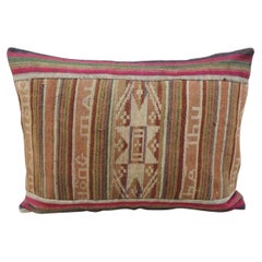 Vintage Petite Colorful Asian Woven Lumbar Decorative Pillow