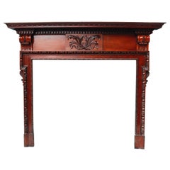 Antique Neoclassical Style Carved Wooden Mantel