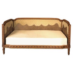 Antique French Louis XVI Fruitwood Caned Canape or Day Bed