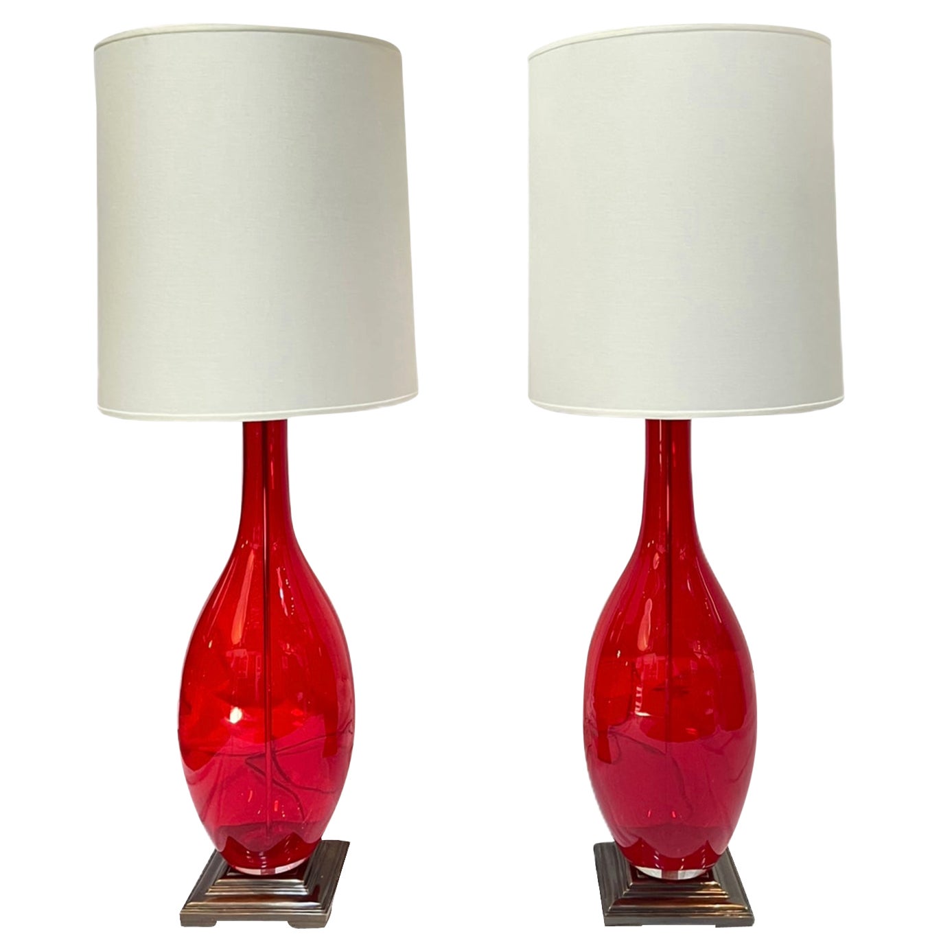 Red Design Guild Lamps, Pair