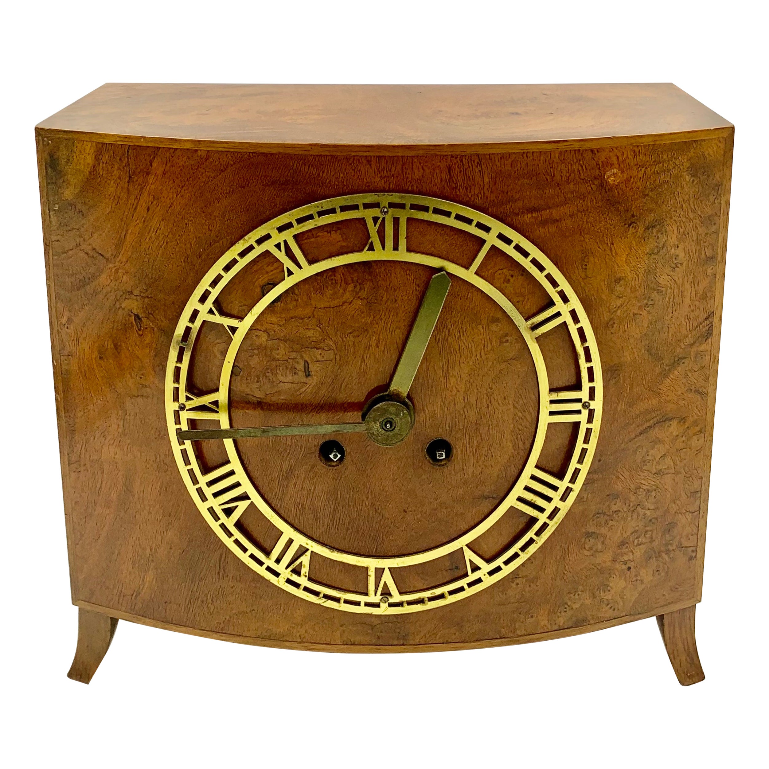 German Art Deco Burl Walnut Lenzkirch AUG 2 Million Clock, 1930's