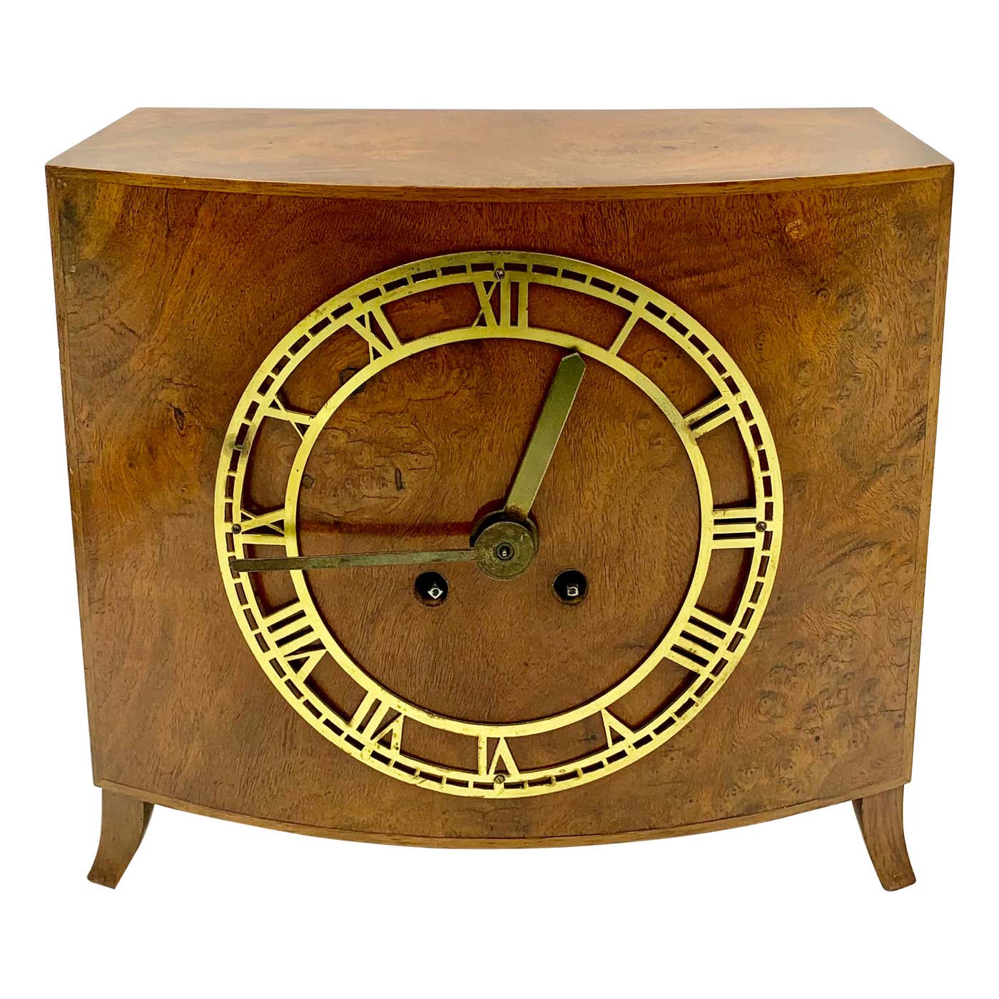 German Art Deco Burl Walnut Lenzkirch AUG 2 Million Clock, 1930's For
