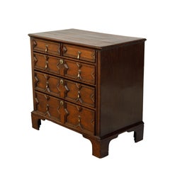 English Georgian Period 1800s Oak Geometric Front Five-Drawer Chest